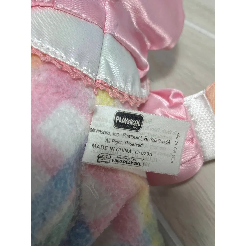 Playskool Snuzzles Baby Doll Pink Pastel Plaid Vintage 1996 squeaks